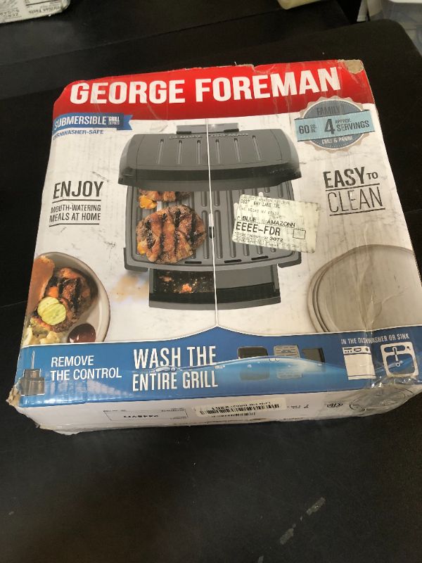 Photo 1 of George Foreman® Fully Submersible™ Grill, NEW Dishwasher Safe, Wash the Entire Grill, Easy-to-Clean Nonstick, Black/Grey