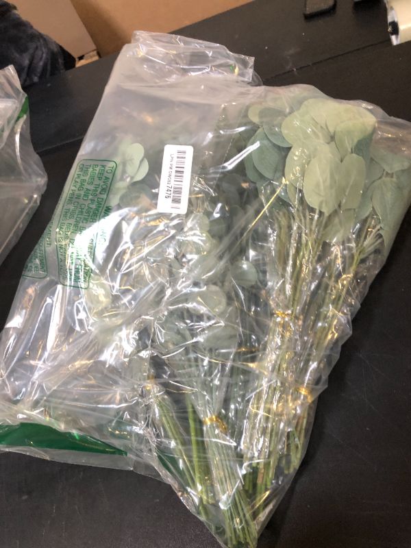 Photo 1 of 120 Pcs 4 Kinds Mixed Artificial Eucalyptus Leaves Stems Bulk Fake Silver Dollar Eucalyptus Bundle Faux Plants Greenery for DIY Bouquets Floral Arrangement Wedding Engagement Party Decor (Green)