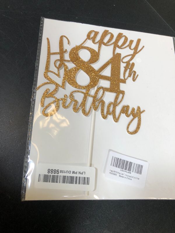 Photo 1 of Happy 84th Birthday Cake Topper, 84th Birthday Decorations for Men/Women, Cheers to 84 Years, Hello 84, 84th Happy Birthday Party Supplies Gold Glitter