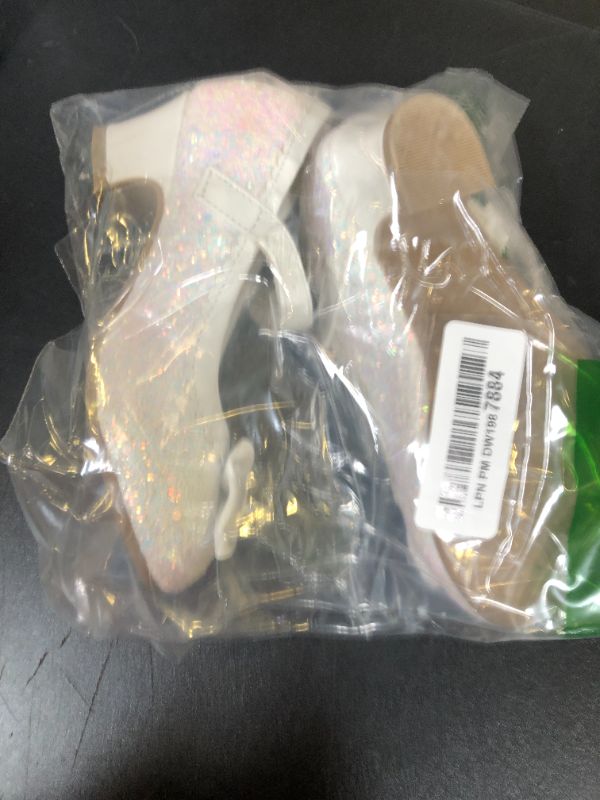 Photo 1 of K KomForme Girl's Dress Shoes Mary Jane Glitter 1.5 in Low Heel Wedding Party Princess Shoes for Toddler/Little/Big Kids White