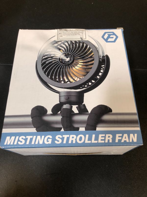 Photo 1 of Misting Stroller Fan, 6000mAh Battery Operated Portable Fan with Light & 360° Pivoting, Personal Fans with Flexible Tripod for Baby, Office, Travel,Treadmill,Outdoors