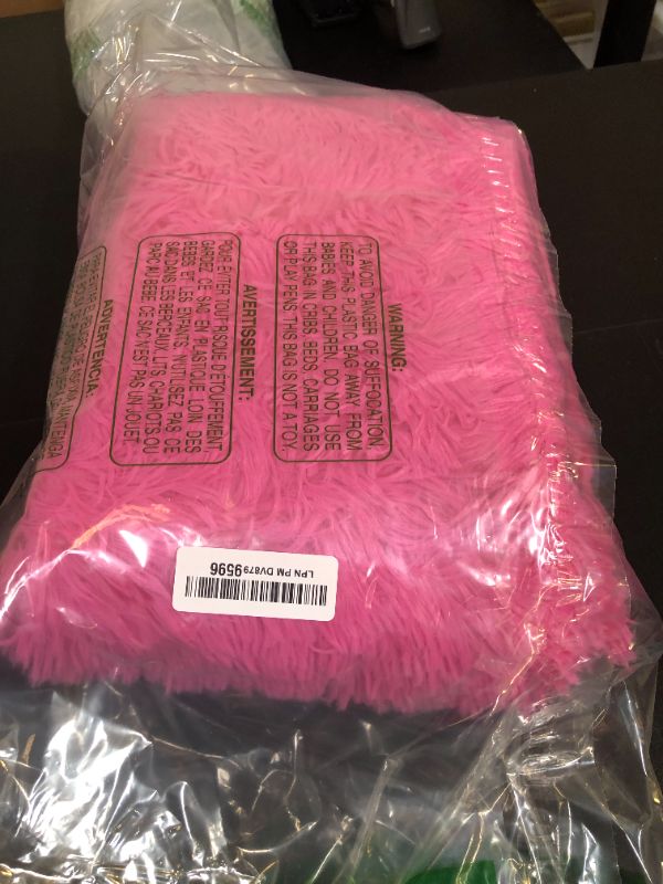 Photo 1 of Ompaa Fluffy Runner Rugs, 2x4 Feet Hot Pink, Super Soft Shaggy Carpet Fuzzy Long Fur Rug for Bedroom Living Room Dorm, Plush Kids Playroom Baby Girls Nursery Decor Mats
