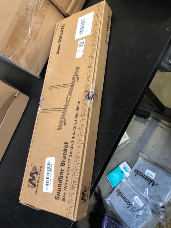 Photo 1 of Mounting Dream Soundbar Mount Sound Bar TV Bracket with Holes/Without Holes, Non-Slip Base Holder Extends 3.4" to 6.1", Up to 20 LBS, Safe and Easy to Install MD5425