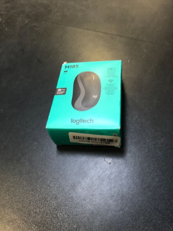 Photo 1 of Logitech M185 Wireless Mouse, 2.4GHz with USB Mini Receiver, 12-Month Battery Life, 1000 DPI Optical Tracking, Ambidextrous PC/Mac/Laptop - Swift Grey
