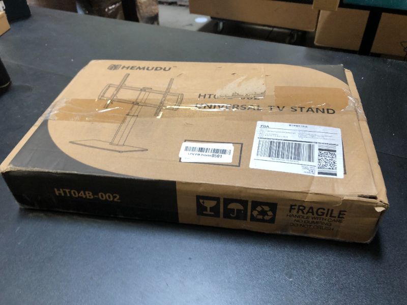 Photo 1 of Universal Swivel TV Stand/Base Table Top TV Stand 32 to 65 inch TVs 80 Degree Swivel, 4 Level Height Adjustable, Heavy Duty Tempered Glass Base, Holds up to 88lbs Screens, HT04B-002