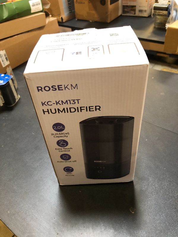 Photo 1 of ROSEKM Humidifiers for Bedroom, Cool Mist Humidifier for Home Plant and Baby Nursery, Quiet Ultrasonic Humidifier with 360° Nozzle, Auto Shut-Off, Filterless, Black