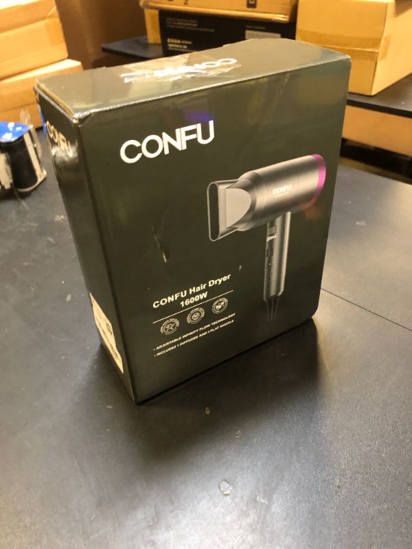 Photo 1 of CONFU Ionic Blow Dryer 1600W, Portable Lightweight Fast Drying Negative Ion Hairdryer Blowdryer, 3 Heat Settings & Infinity Speed, with Diffuser and Concentrator Nozzle for Home & Travel