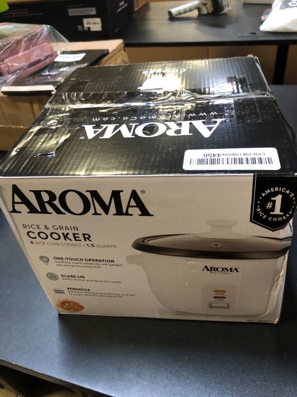 Photo 1 of Aroma Housewares Aroma 6-cup (cooked) 1.5 Qt. One Touch Rice Cooker, White (ARC-363NG), 6 cup cooked/ 3 cup uncook/ 1.5 Qt.
