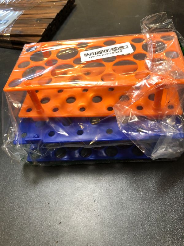 Photo 1 of Test Tube Rack, Centrifuge Tube Holder (2 Pack - Blue and Orange) for 10ml, 15ml, 50ml, Detachable Plastic Stand, 28 Well