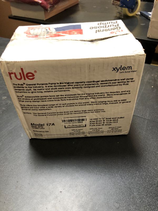 Photo 1 of Rule 17A Marine Rule 3800 Marine General Purpose Centrifugal Pump (3800-GPH, 12-Volt) , White/Red