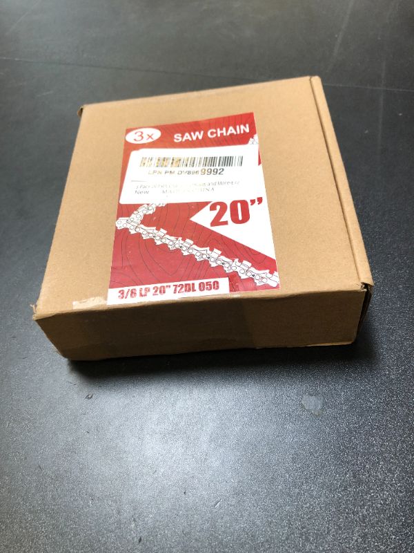Photo 1 of 3-Pack 20 Inch Chainsaw Chain 72 Drive Links, 3/8" Pitch, 0.050" Gauge, Fit for Husqvarna, Stihl, Craftsman, Dolmar, Earthwise Chainsaws and More-E72