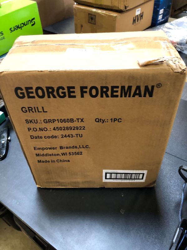 Photo 1 of George Foreman 4-Serving Removable Plate Electric Grill and Panini Press, George Tough Non-Stick Coating, Drip Tray Catches Grease, Black