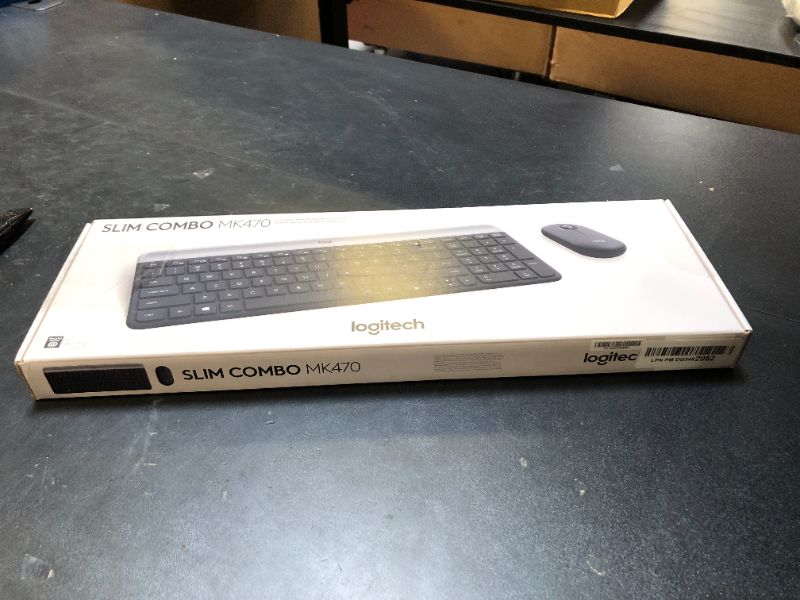 Photo 1 of Logitech MK470 Slim Wireless Keyboard and Mouse Combo - Modern Compact Layout, Ultra Quiet, 2.4 GHz USB Receiver, Plug n' Play Connectivity, Compatible with Windows - Graphite