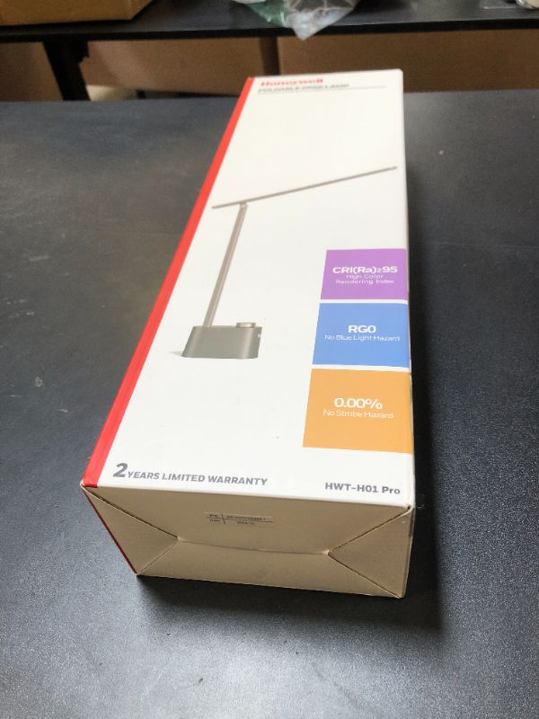 Photo 1 of Honeywell Upgraded LED Desk Lamp - H01 Pro Sunturalux™ Foldable Desk Light with USB A+C Charging Ports, 3 Color Modes Dimmable Table Lamp for Home Office Reading(Black)