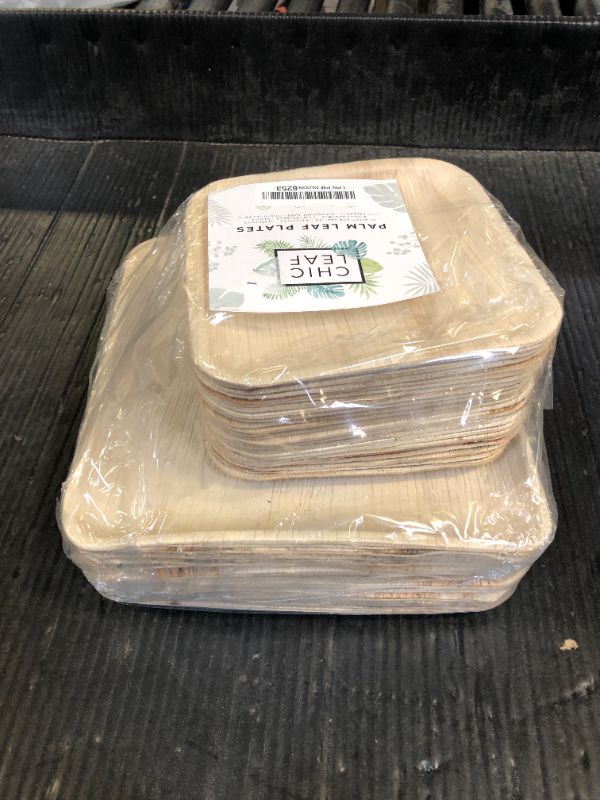 Photo 1 of Chic Leaf Compostable & Biodegradable Palm Leaf Disposable Bamboo Plates - Reusable & Disposable Party Plates for Appetizers, Baby Shower Decorations & Cinco de Mayo (10 & 7 Inch Square)