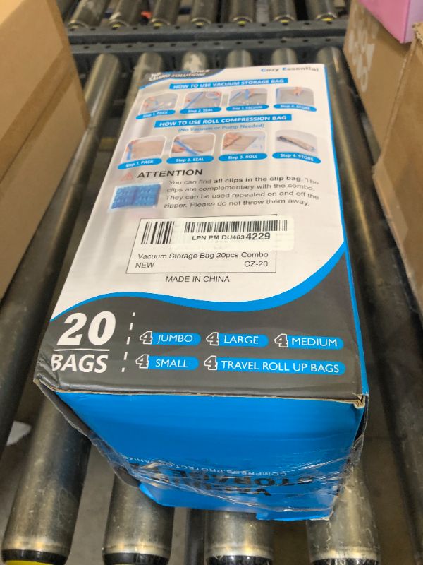 Photo 1 of 20 Pack Vacuum Storage Bags, Space Saver Bags (4 Jumbo/4 Large/4 Medium/4 Small/4 Roll) Compression for Comforters and Blankets, Sealer Clothes Storage, Hand Pump Included