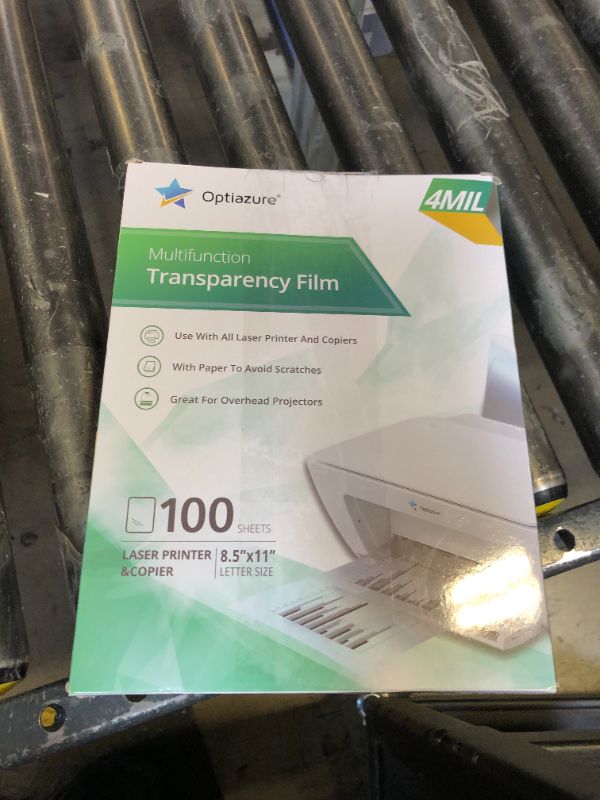 Photo 1 of Optiazure Transparency Film, Overhead Projector Film for Laser Jet Printer and Copier, Letter Size 100Pack Sheets, Office and School Supplies
