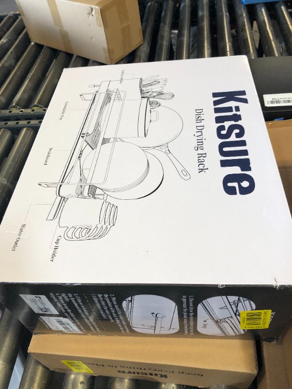 Photo 1 of Kitsure Large Dish Drying Rack - Extendable Dish Rack, Multifunctional Dish Rack for Kitchen Counter, Anti-Rust Dish Drainers with Cutlery & Cup Holders 19.2"-26.7" L x 12.9" W, Black