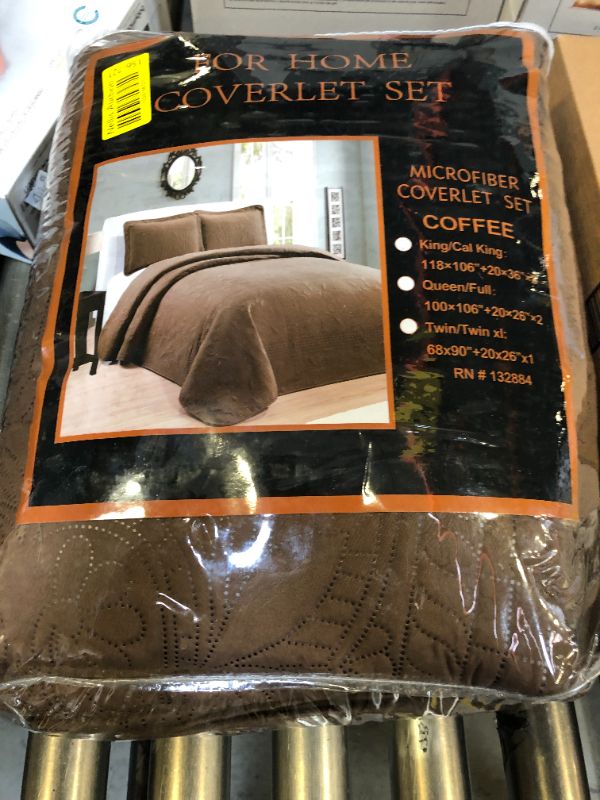 Photo 1 of Fancy Collection Luxury Bedspread Coverlet Embossed Bed Cover Solid Coffee New Over Size 118"x106" King/California King