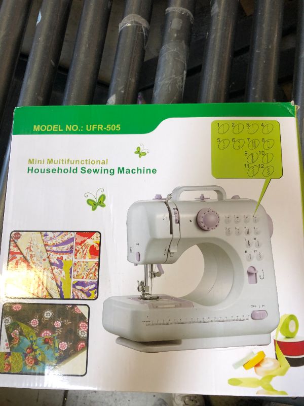 Photo 1 of JUCVNB Mini Sewing Machine for Beginners and Kids Ages 8-12, Portable Sewing Machines with 12 Built-in Stitch Patterns, Light, 2 Speed Foot Pedal - Purple & White (with 27 Pieces Sewing Kit)