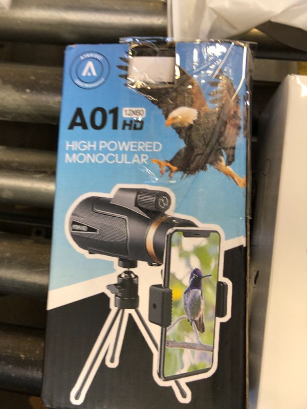 Photo 1 of 12x60 Monocular Telescope with Smartphone Holder & Upgraded Tripod, High Powered SMC & BAK4 Scope, Birthday Gifts for Men Dad Him Husband Teen, White Elephant Gift, Outdoors Survival Hiking Gear