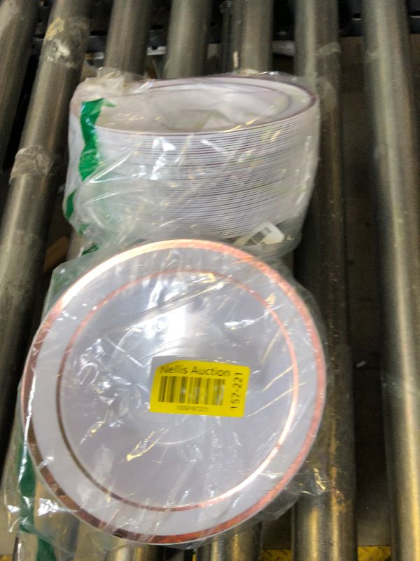 Photo 1 of BestStar 100 Pack Disposable Soup Bowls with Rose Gold Rim, 12oz Premium Heavy Duty Plastic Dinner Bowls for Party, Wedding and Holiday