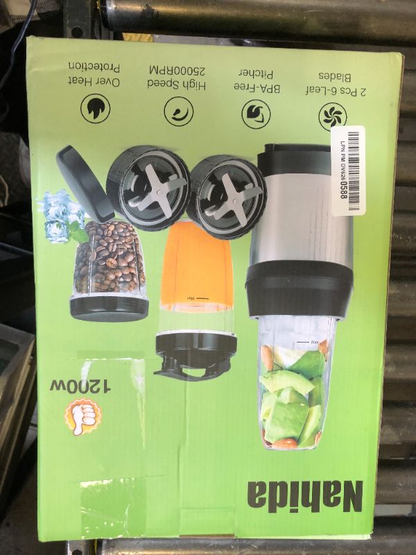 Photo 1 of Nahida Blender for Smoothies, 1200W Smoothie Blender for Ice Crushing, Blenders with (2) 6-Fin Blades, Personal Blenders for Kitchen with 23oz, 32oz, 37oz Easy Go Cups for Juices, Silver