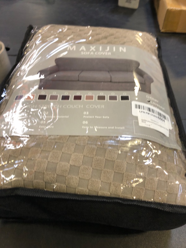 Photo 1 of MAXIJIN 3 Piece Jacquard Couch Covers for 2 Cushion Couch Stretch Non Slip Love Seat Couch Cover for Dogs Pet Friendly Elastic Furniture Protector Loveseat Slipcovers (Loveseat, Khaki)