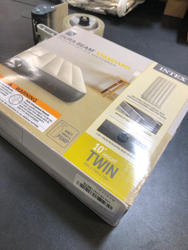Photo 1 of Intex 64101E Dura-Beam Standard Single-High Air Mattress: Fiber-Tech – Twin Size – 10in Bed Height – 300lb Weight Capacity – Pump Sold Separately