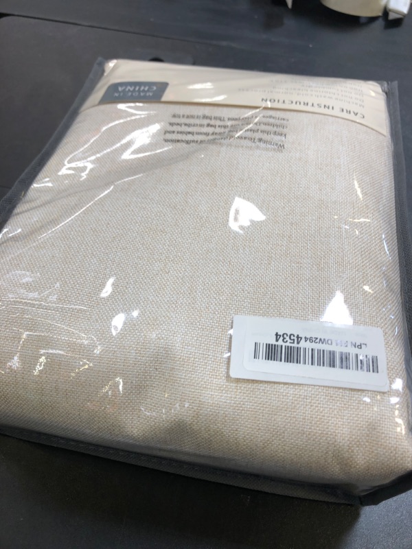 Photo 1 of 100% Blackout Shield Linen Blackout Curtains for Bedroom 96 Inches Long, Back Tab/Rod Pocket Living Room Drapes, Thermal Insulated Blackout Curtains 2 Panels Set, 50" W x 96" L,Cream
