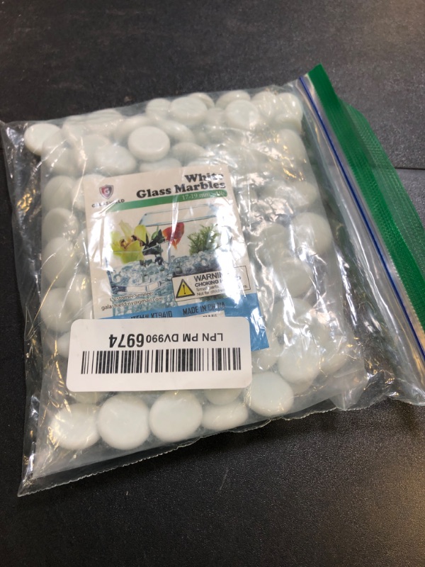 Photo 1 of Galashield White Flat Glass Marbles for Vases Glass Gems Beads Pebbles Vase Filler (1 LB, Approx. 100 PCS)