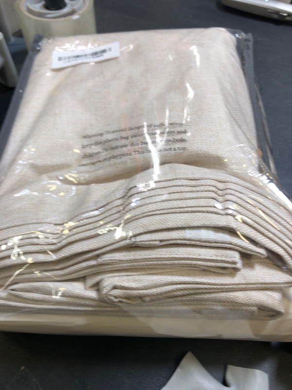 Photo 1 of 100% Blackout Shield Linen Blackout Curtains for Bedroom 96 Inches Long, Back Tab/Rod Pocket Living Room Drapes, Thermal Insulated Blackout Curtains 2 Panels Set, 50" W x 96" L,Cream
