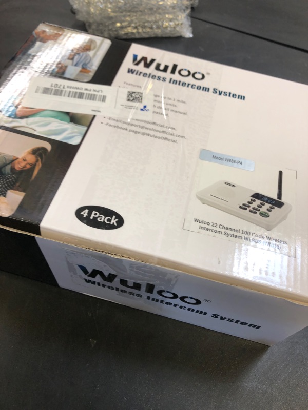 Photo 1 of Wuloo Intercoms Wireless for Home 1 Mile Range 22 Channel 100 Digital Code Display Screen, Wireless Intercom System for Home House Business Office, Room to Room Intercom Communication(4Stations White)