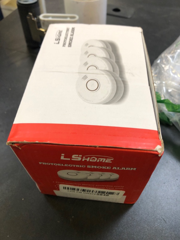Photo 1 of LSHOME 4 Pack Smoke Detector Fire Alarms 9V Battery Operated Photoelectric Sensor Smoke Alarms Easy to Install with Light Sound Warning, Test Button,9V Battery Included Fire Safety for Home