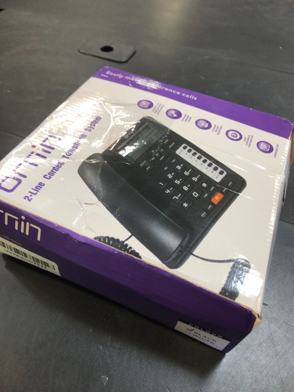 Photo 1 of Ornin 2-Line Corded Telephone Systems for Small Business and House, Desk Phone Only (Black)