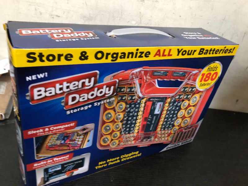 Photo 1 of Ontel Battery Daddy - Battery Organizer Storage Case with Tester, Stores & Protects Up to 180 Batteries, Clear Locking Lid, As Seen On TV
