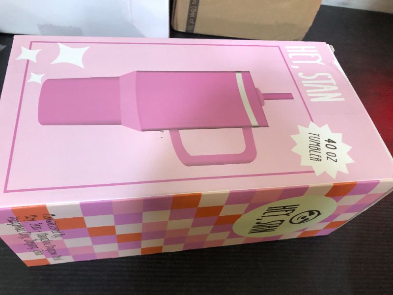 Photo 1 of 40 oz Tumbler with Handle and Straw | Insulated Cup Reusable Water Bottle Stainless Steel | Cupholder Friendly Travel Mug | Double Insulated Pink Water Bottle Tumbler | 40 oz Pink Tumbler