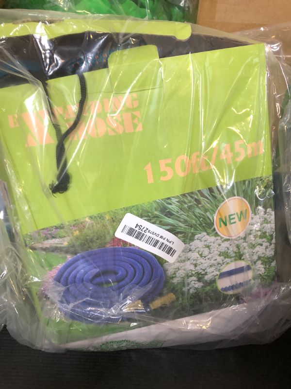 Photo 1 of 150 ft Expandable Garden Hose, 2025 New Retractable Water Hoses 150ft with 10 Function Spray Nozzle, Solid Brass Fittings, Extra Strength Fabric, Flexible Expanding Latex Core, Lightweight & No Kink