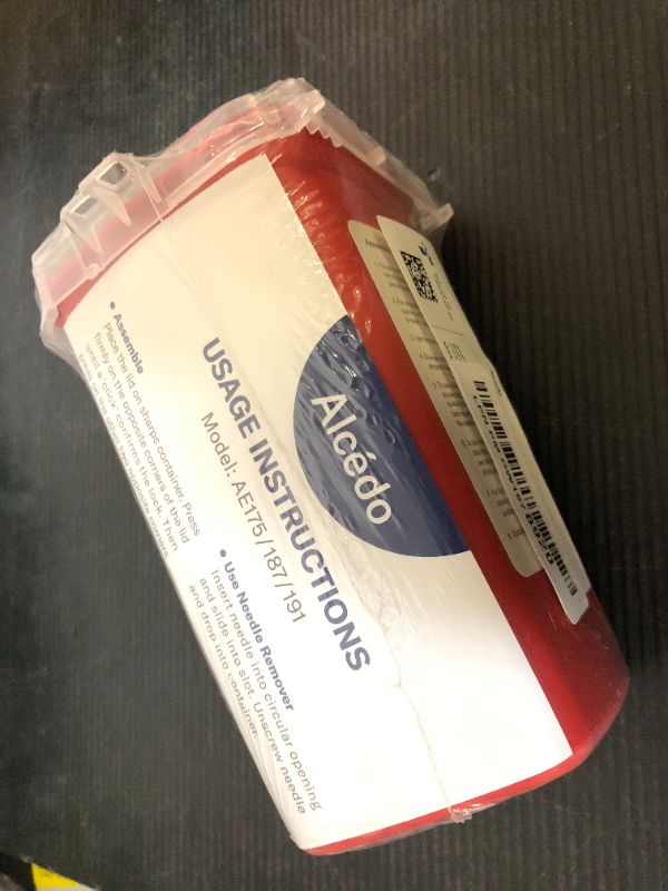 Photo 1 of Alcedo Sharps Container for Home Use 1 Quart (1-Pack) | Biohazard Needle and Syringe Disposal | Small Portable Container for Travel and Professional Use