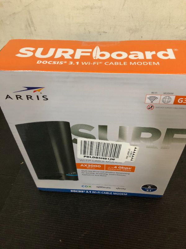 Photo 1 of ARRIS (G34) - Cable Modem Router Combo - Fast DOCSIS 3.1 Gigabit WiFi 6 (AX3000), Approved for Comcast Xfinity, Cox, Spectrum & More, 1 Gbps Max Internet Speeds
