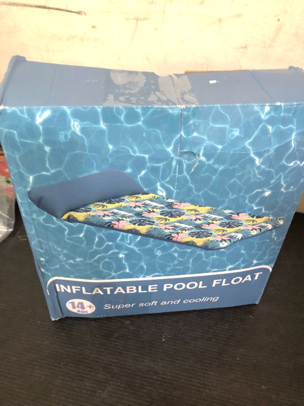 Photo 1 of HomeKaren Oversized Pool Float Lounge Fabric-Covered 73" x 39", Inflatable Tanning Pool floaties for Adults, Pool Raft Lounger and Pool rafts & Inflatable Ride-ons for Pool Party, sea, Beach, Lake