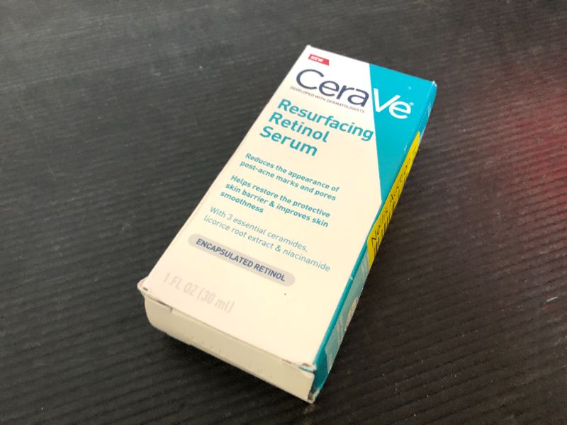 Photo 1 of CeraVe Resurfacing Retinol Serum For Post Acne Marks, Formulated With Licorice Root Extract & Niacinamide, Brightening Serum & Pore Minimizer For Face, Post Acne Skin Barrier Repair, Non-Comedogenic
