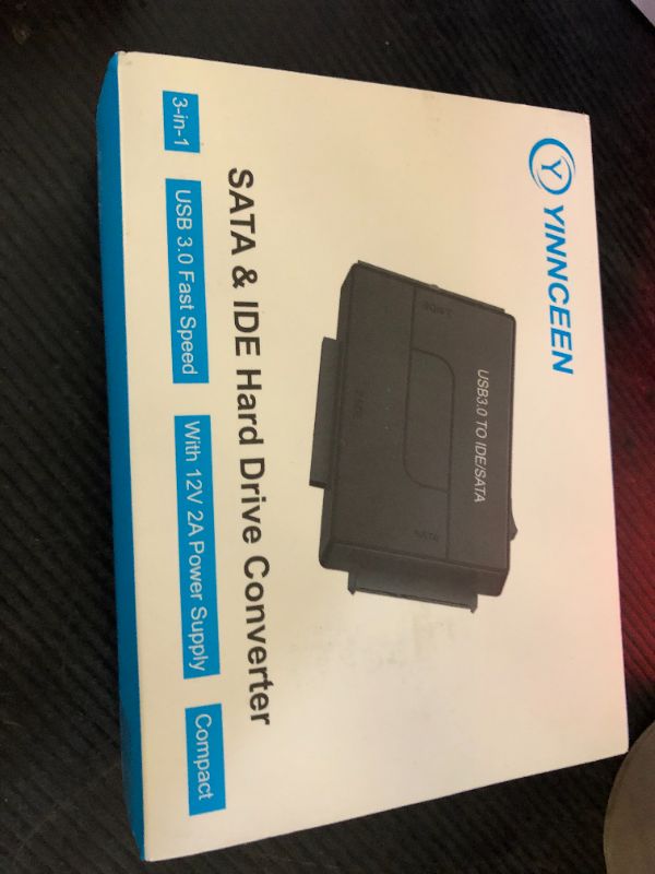 Photo 1 of USB 3.0 to SATA IDE Hard Drive Reader, YINNCEEN External Hard Drive Ultra Recovery Converter Universal Hard Drive Adapter Kit for 2.5/3.5 HDD/SSD Hard Drive Disk, Include 12V/2A Power Adapter