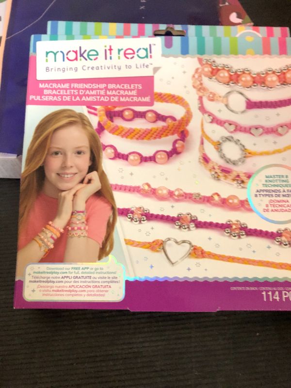 Photo 1 of Make It Real - Macrame Friendship Bracelet Making Kit for Girls - Kids String Bracelet Making Kit - Friendship Bracelet Craft Kit w/Thread, Beads & More - DIY Bracelet Kit for Girls 8-10-12- 