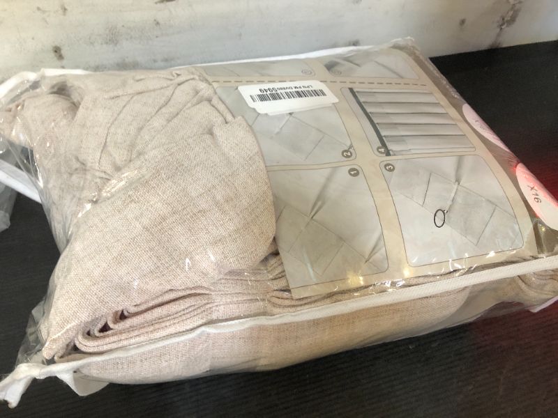 Photo 1 of Textured Drop Cloth Curtains 102 Inches Long 2 Panels Oatmeal Cream, Light Filtering Privacy Sheer Curtains That Let Light in Country Linen Blend Pleat Memory Shape Curtain with Hooks Bedroom Living