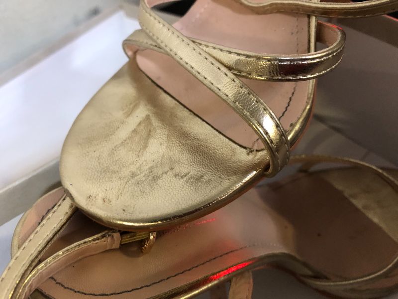 Photo 1 of Mostrin Gold Strappy Heels for Women Lace Up Ankle Strap Round Open Toe Stiletto High Heels Women's Heeled Sandals for Prom, Party, Daily Size 8