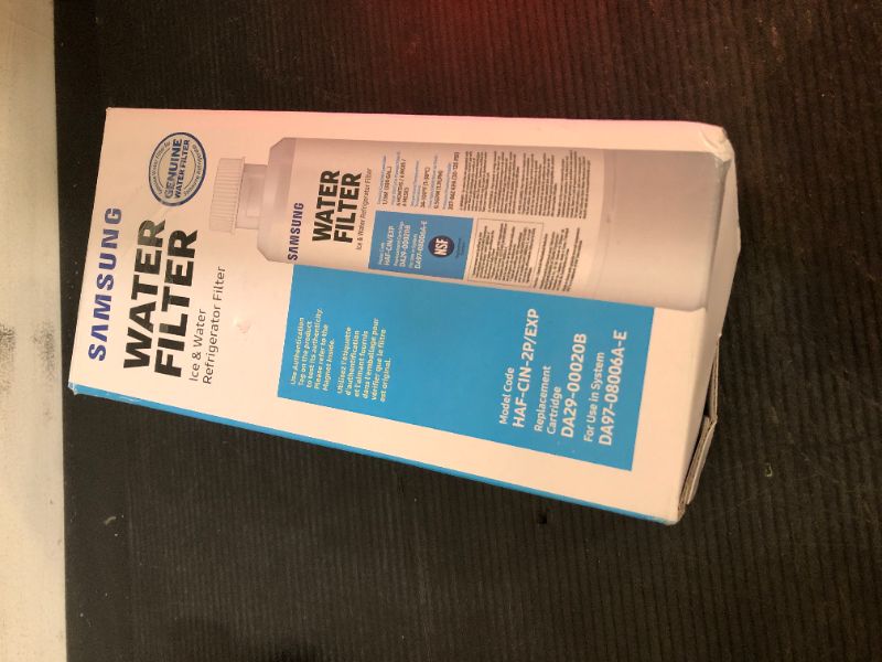Photo 1 of SAMSUNG Genuine Filters for Refrigerator Water and Ice, Carbon Block Filtration for Clean, Clear Drinking Water, DA29-00020B-2P, 2 Pack