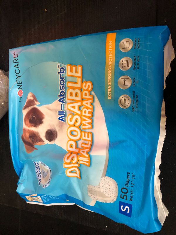 Photo 1 of HONEY CARE All-Absorb A26 Male Dog Wrap, 50 Count, Small