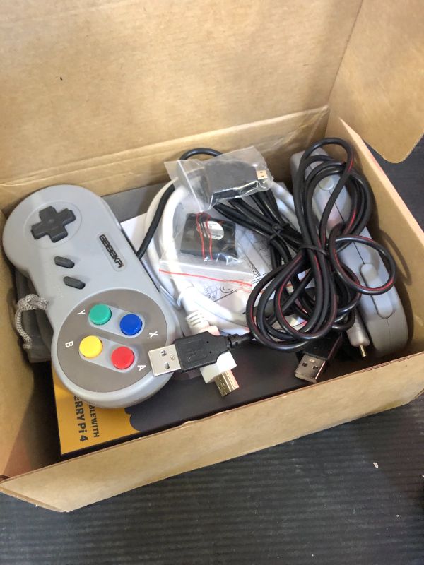 Photo 1 of GeeekPi RETROFLAG NESPi 4 Case Kit, with SSD CASE, HDMI Splitter Switch & Cooling Fan & Heatsinks & USB Wired Game Controllers for Raspberry Pi 4 Model B