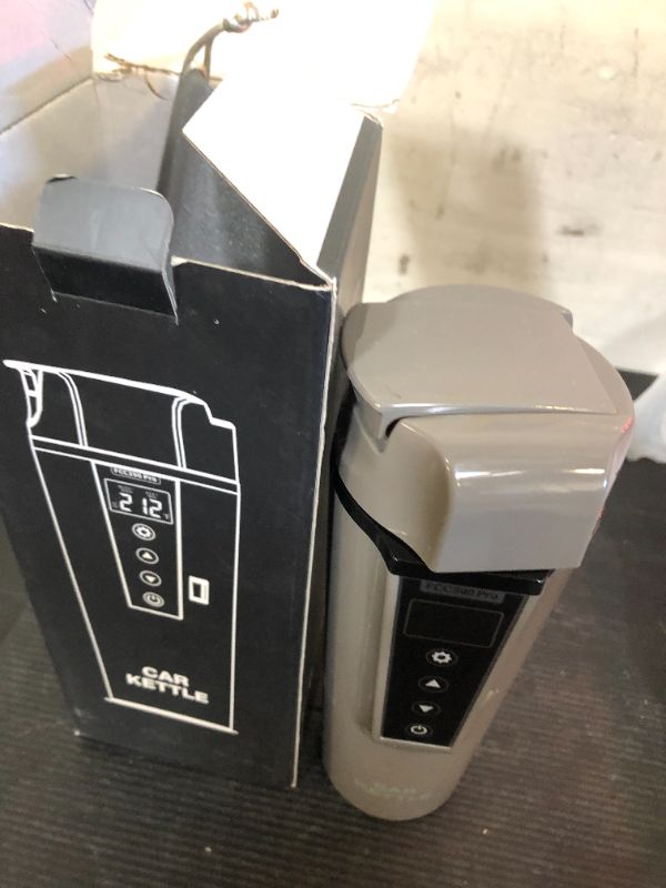 Photo 1 of Car Electric Kettle: 12V/24V Portable Water Boiler Heated Travel Mug,Multiple Temperature Adjustable Coffee Tea Truck Cup with 304 Stainless Steel Dry Burn Protection & Handy Cup Bag (Taupe, 400 ML)